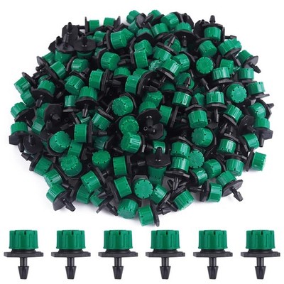 200pcs Adjustable Irrigation Drippers 1/4 Inch Barbed Drip Emitter 360 Degree Wa