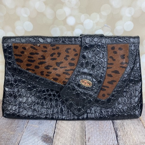 Rare Vtg Clutch Purse L’ior International Made In USA Leather Animal Print 70’ - Picture 7 of 8