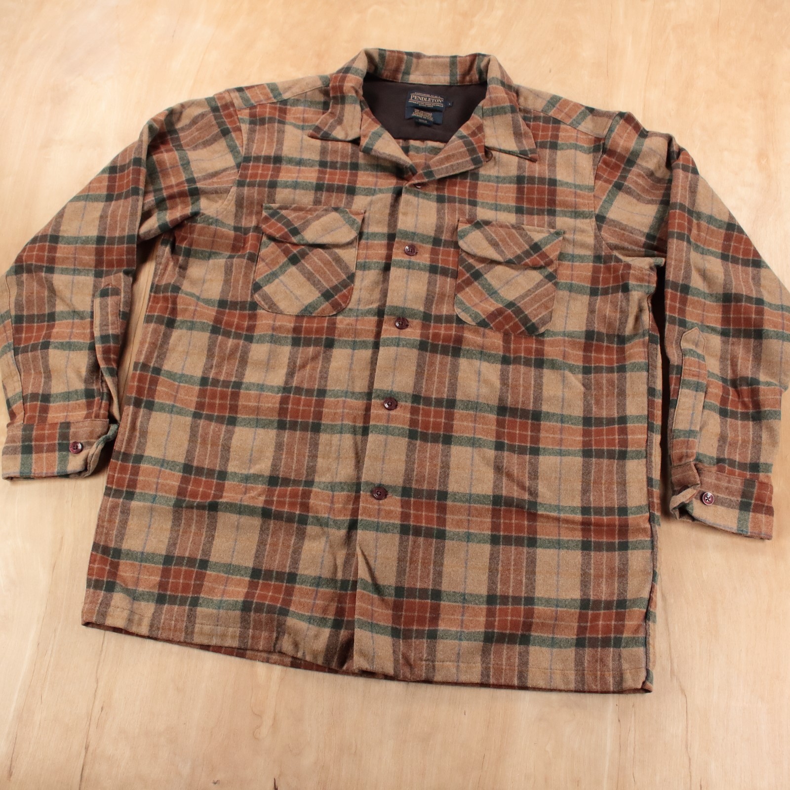 PENDLETON loop collar flat hem plaid wool flannel… - image 1