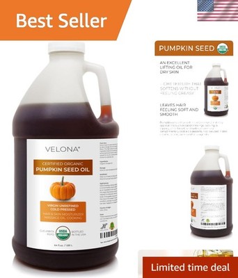 Natural Cold Pressed Pumpkin Seed Oil - 64 Fl Oz, Nutrient-Rich & Moisturizing