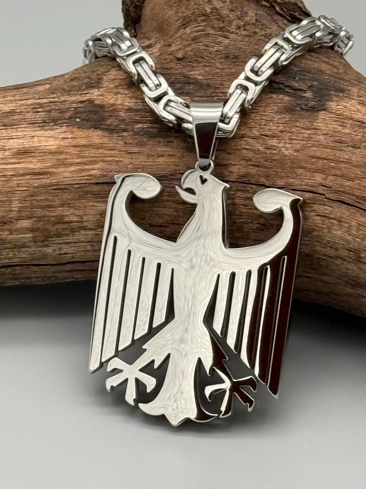 Mächtiger Anhänger Adler Deutschland Bundesadler mit Königskette 60cm Edelstahl - Bild 2 von 4