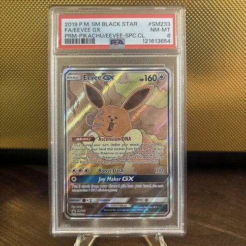 2019 POKEMON SM BLACK STAR PROMO #SM233 FULL ART/EEVEE GX PSA 8
