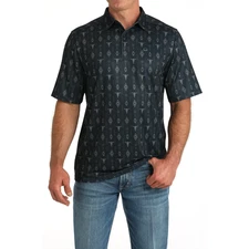 Cinch Men's Arenaflex Skull Print Navy Polo Shirt MTK1865033