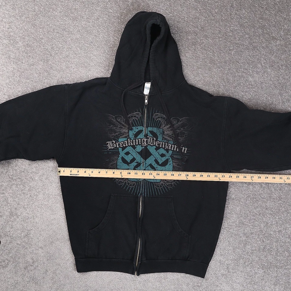 Breaking Benjamin Music XL Sudadera con Capucha Negra Manga Larga Bolsillos con Cremallera Completa Rara Foto 4 de 4