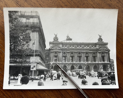 Vintage 1920s -30s Paris L'Opéra Opera House Café de la Paix Street Scene Photo