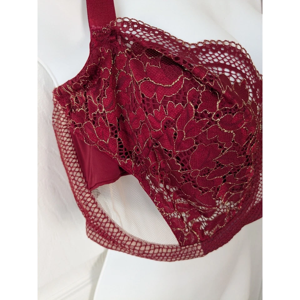 Sujetador con aros semi transparente de encaje rojo ADORE ME sin forro talla 44DDD 44F Foto 2 de 4