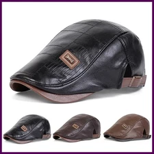 Men Retro Pu Leather Newsboy Caps JAMONT Labeling British Painters Hats