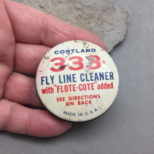 Cortland 333 Fly Line Cleaner Tin w/ Product Vintage Fishing USA 2" Flote Cote - 第 1/4 張圖片