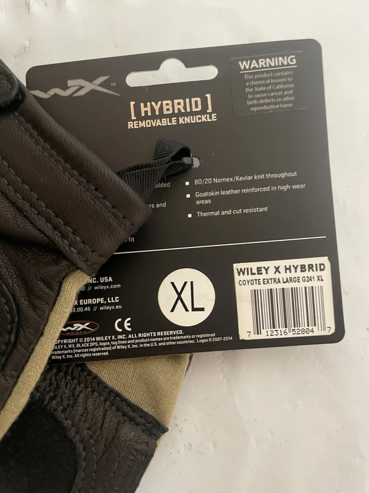Wiley X Hybrid Coyote XL G241, Black Removable Knuckles, Tactical Gloves, 1 pair - Image 4 of 4