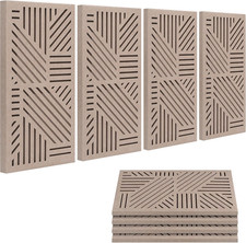 4 Pack Acoustic Wall Panels - Professional Self-Adhesive Sound Absorbing Slotted