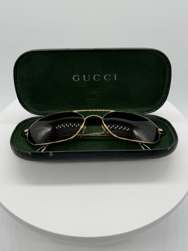 EUC Vintage Gucci GG1288/S 4CB 59-17 140 Sunglasses Gold Original Case