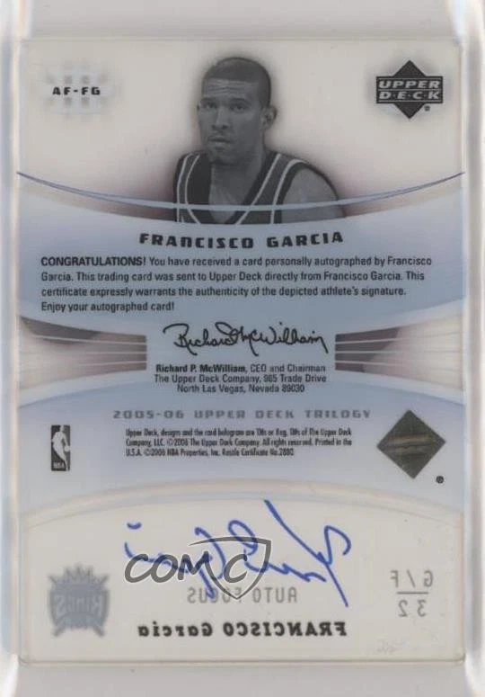 2005-06 Upper Deck Trilogy Auto Focus Francisco Garcia #AF-FG Rookie Auto RC - Image 2 of 2