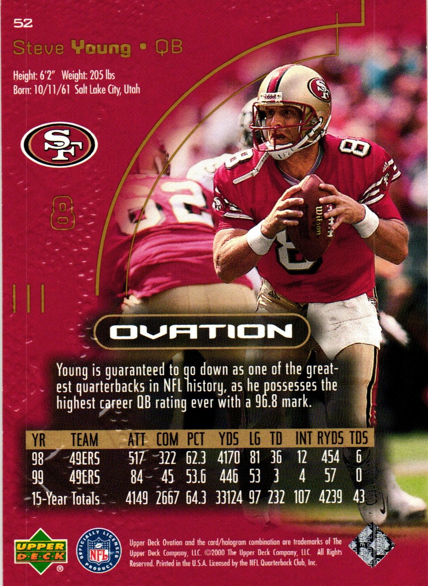 2000 Upper Deck Ovation #52 Steve Young | eBay