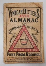 1874 Vinegar Bitters Almanac Dr.Walker's Antique Temperance Quack Medicine