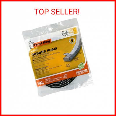 Frost King R338H Self-Stick Rubber Foam Weatherseal, 3/8''W, 3/16''T, Black|Blacks