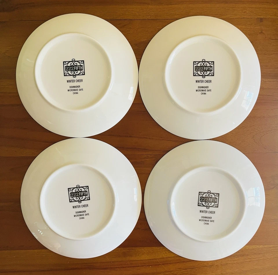 Juego de 4 222 QUINTO Invierno Alegría Aperitivo Platos Muñeco de Nieve Cardenal Navidad NUEVO Foto 3 de 4