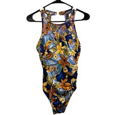 Lands End Womens One Piece Swimsuit Size 10 Padded Cups Swim Beach Slimming