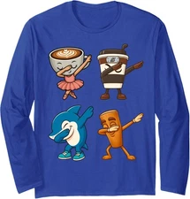 Dabbing Cute Italian Brainrot Meme Character Long Sleeve T-Shirt