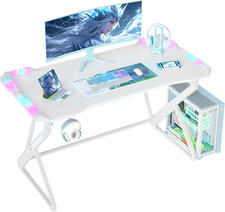 Small Gaming Desk with LED Lights, 40 Inch Computer Desk for Home Small Space, G