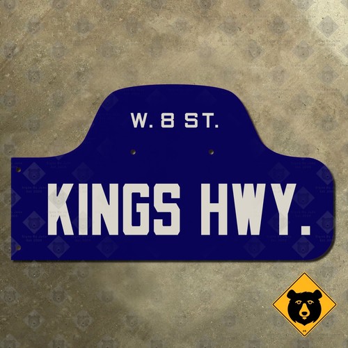 Brooklyn New York Kings Highway West 8th Street humpback road sign 16x9 - Afbeelding 1 van 2