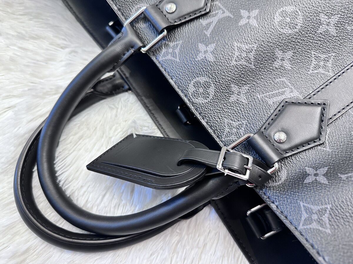 Authentic LOUIS VUITTON Black Monogram Eclipse Sac Plat 24H Authentic LOUIS VUITTON Black Monogram Eclipse Sac Plat 24H