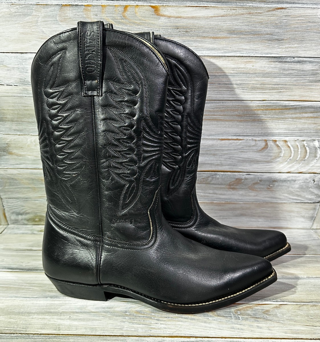 Sancho Western Cowboy Men's Leather Boots Size 42 Made In Spain