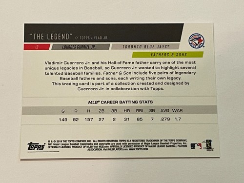 2019 Topps x Vlad Jr. Baseball #13 PR: 2474 - Lourdes Gurriel Jr. - Blue Jays - Picture 2 of 2