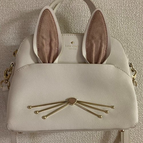 Kate Spade Make White Shoulder Bag Magic Rabbit Small Satchel USED VG