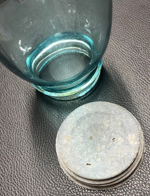 Antique Ball Perfect Mason Jar #2 Blue Glass- Canning Vintage Old