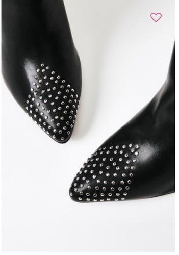 Nuevas Botas Negras Rock Star plateadas con tachuelas ""Paige"" de Shoedazzle. Talla 12 - Imagen 7 de 13