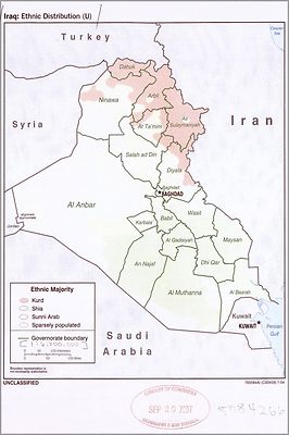 Poster, Many Sizes; Cia Map Of Iraq Ethnic Distribution 2004