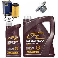 MotoröL Filter Set Mannol 5W-30 API SN 6 Liter + Schraube FüR Opel Vectra Saab