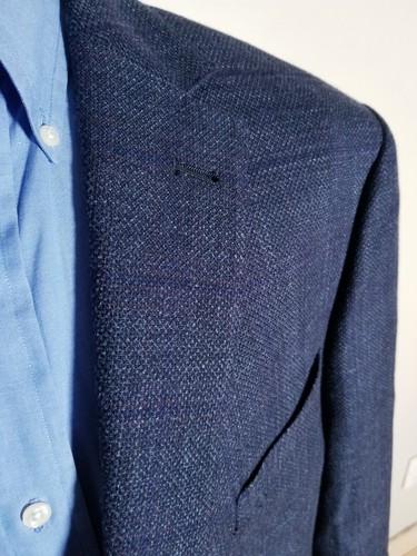 J. Abboud 52L Comero Blue Orange Melange Wool Cotton Blazer Jacket Sport Coat