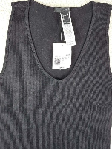 ¡NUEVO CON ETIQUETAS! Mono sin mangas FOREVER 21 grande para mujer negro sin costuras - Imagen 2 de 3