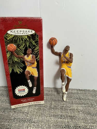 1997 Hallmark Keepsake Magic Johnson Lakers NBA "Hoop Stars" & Card Christmas - Picture 5 of 11