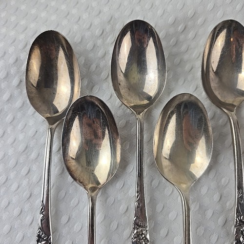 Oneida Community Silverplate White Orchid Set of 7 Table Spoons Mid Century 50s - Picture 4 of 11