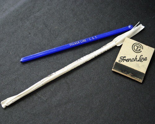 Vintage CGT FRENCH LINE Matches Straw & Swizzle Stick Lot - Picture 1 of 4