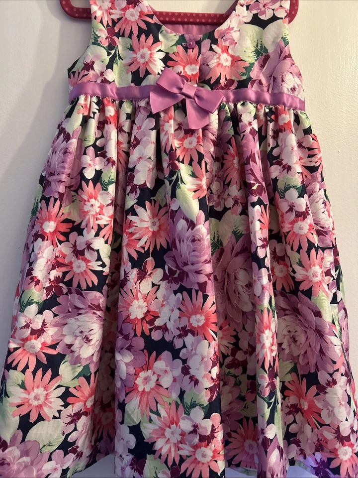 Hermoso Vestido de Fiesta Gymboree Niñas Pequeñas 100% Seda Niñas Talla 5 Flor Púrpura Foto 2 de 4