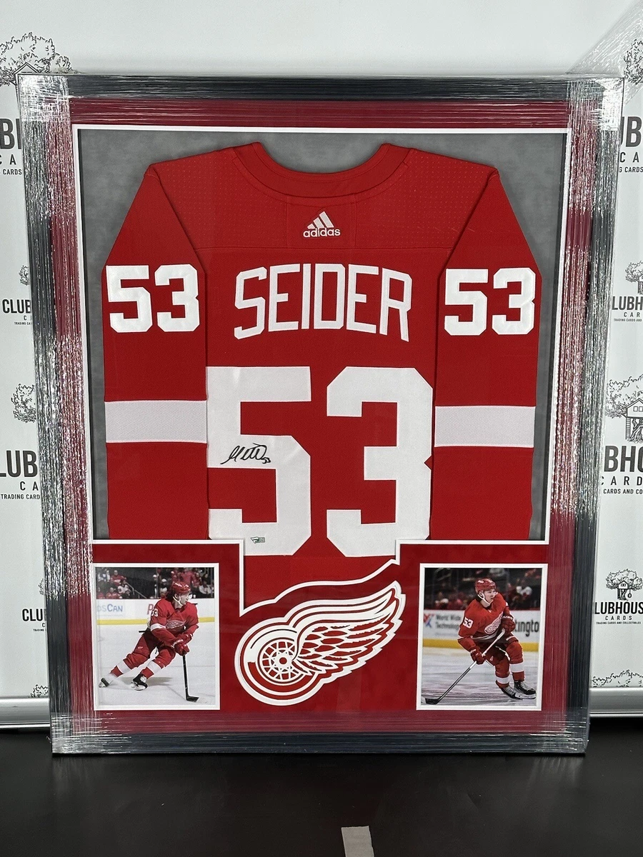 Framed Moritz Seider Detroit Red Wings Autographed Red Fanatics