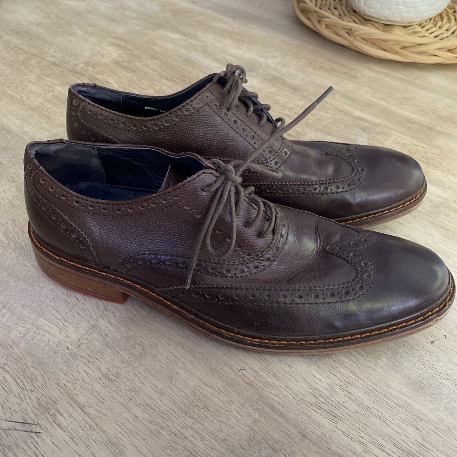 SAOLA Scarpa elegante Cole Haan Colton punta ala 5 occhi suola arancione uomo US 10 5 M C11757