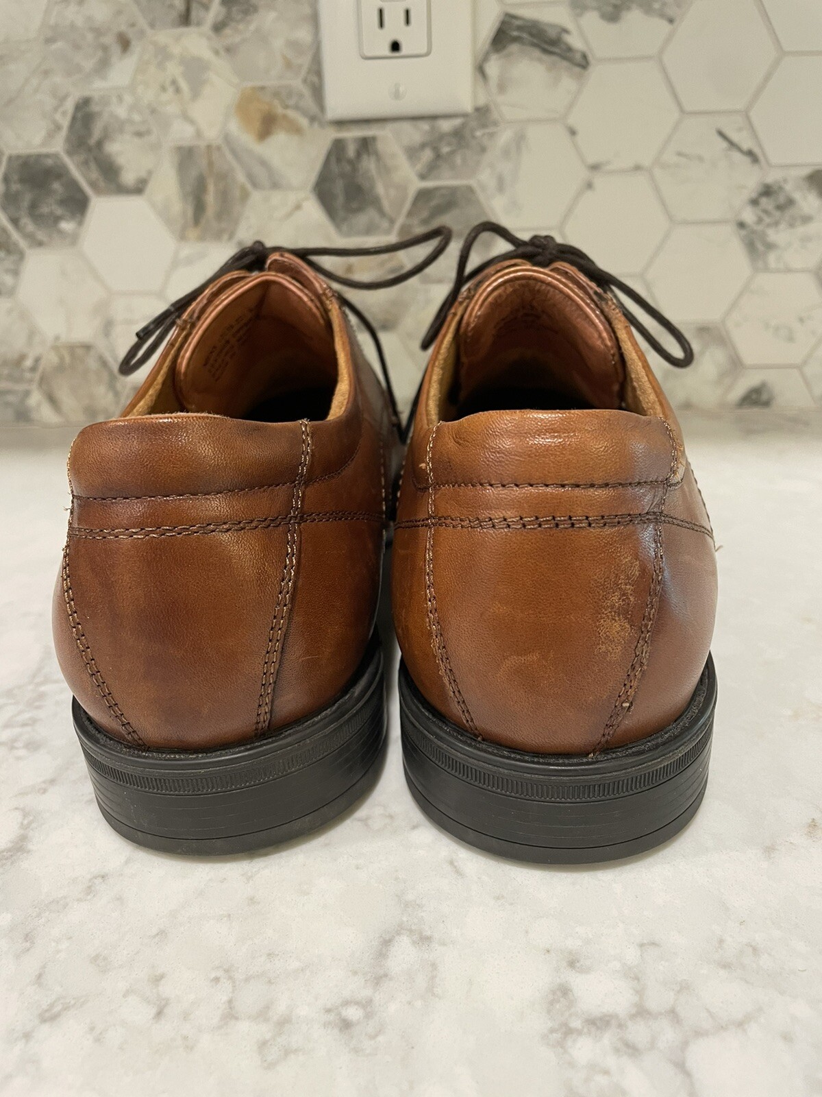 SAOLA Abito con lacci Oxford scarpe ortolite Florsheim da uomo taglia 9 5 marrone in pelle