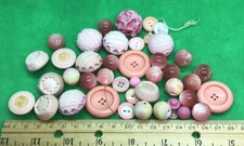 43 Various Vintage ? Pink Mauve 2 & 4 Hole & Shank Buttons Craft Sewing Jewerly
