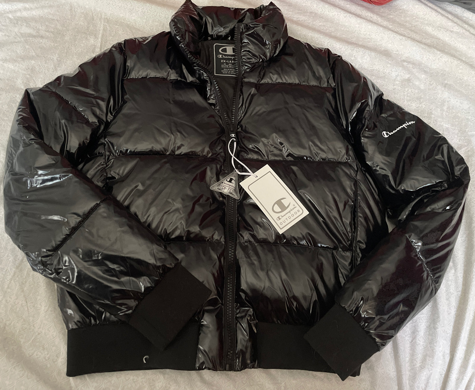 NWT Champion Shiny Black Puffer Jacket 