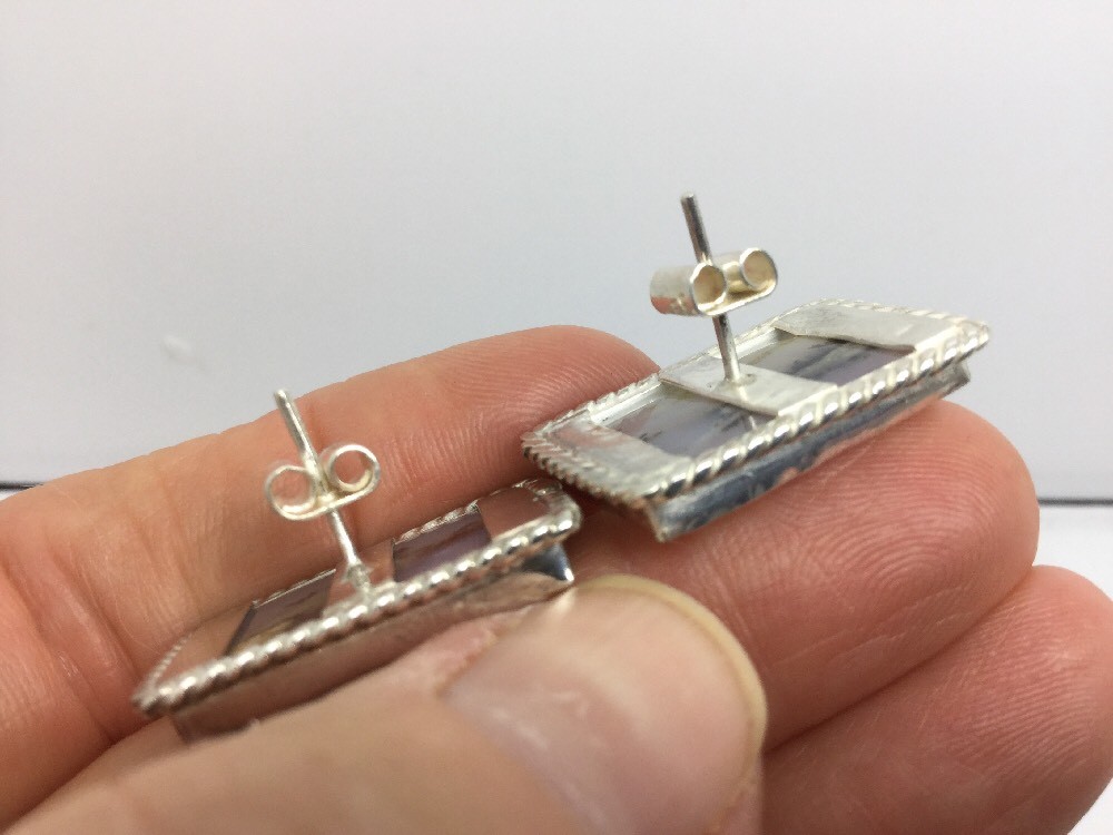 RECTANGULAR SHAPE QUARTZ STERLING SILVER EARRINGS - image 5