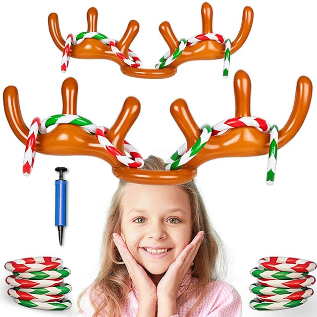Inflatable Christmas Reindeer Antler Hat Ring Toss Christmas Party Game ToysRHC