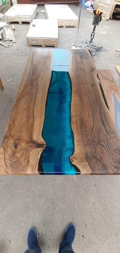 Walnut Dining Table, Live Edge table Sea Blue and Turquise Green table, Decors - Picture 4 of 4
