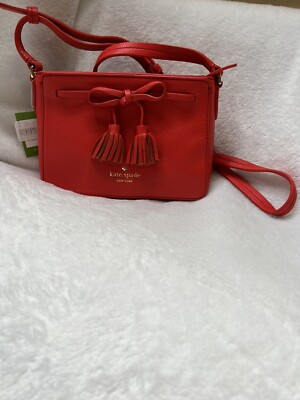 New Kate Spade Red Orange Color W/ Tassel Crossbody Shoulder