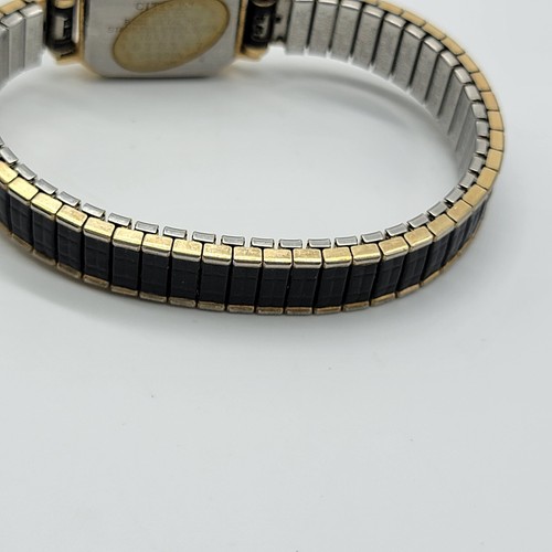 Citizen Women Watch 18mm Black Rectangle Dial Black Gold Tone Stretch Band, Runs - Picture 6 of 16