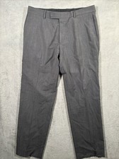 Hugo Boss Dress Pants Mens 34x32 Gray Straight Leg Flat Front Formal Wear