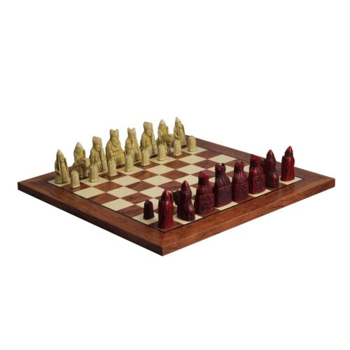Isle of Lewis Schachset mit I Elfenbein & Rotharz Schachfiguren 3,5 Zoll und Rosew - Bild 2 von 9